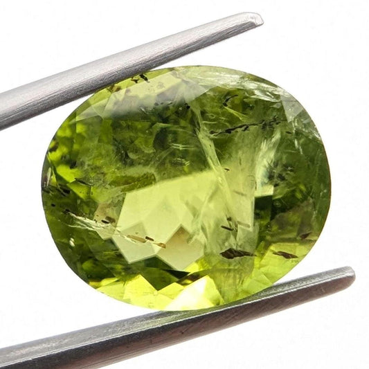 6.33ct Natural Peridot Gemstone - Oval Faceted Fancy Cut Peridot - Jilin Province, China - Natural Green Peridot with Inclusions - Loose Gem