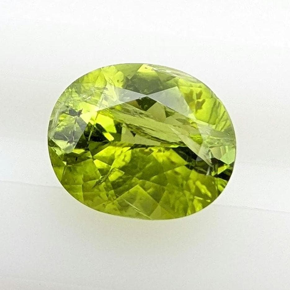 3.68ct Natural Peridot Gemstone - Oval Faceted Fancy Cut Peridot - Jilin Province, China - Natural Green Peridot with Inclusions - Loose Gem