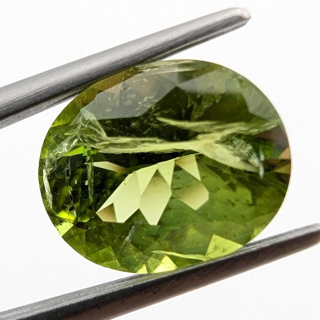 3.68ct Natural Peridot Gemstone - Oval Faceted Fancy Cut Peridot - Jilin Province, China - Natural Green Peridot with Inclusions - Loose Gem
