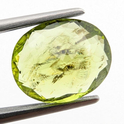 3.90ct Natural Peridot Gemstone - Oval Faceted Fancy Cut Peridot - Jilin Province, China - Natural Green Peridot with Inclusions - Loose Gem