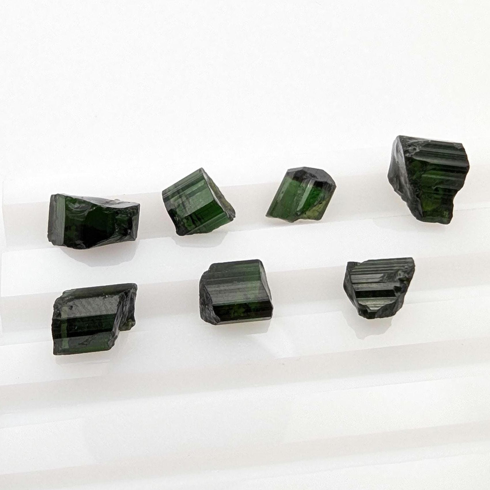 14.93ct (7pcs) Chrome Green Tourmaline Rough - Facet Rough Tourmaline - Loose Tourmaline Gemstones for Faceting - Afghanistan