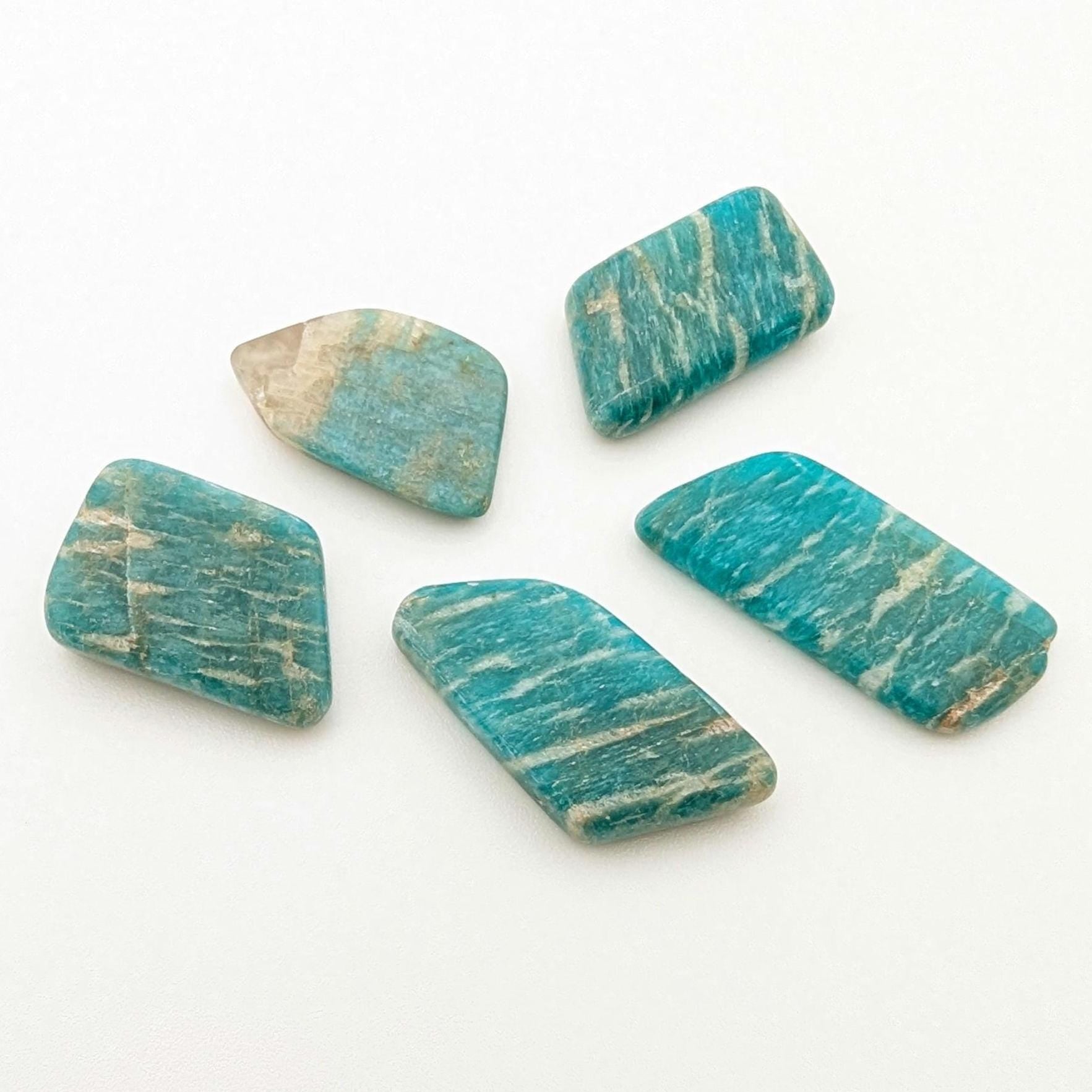 50 ct (5 pieces) Polished Amazonite Lot - Lac St-Jean, Quebec, Canada - Polished in Canada