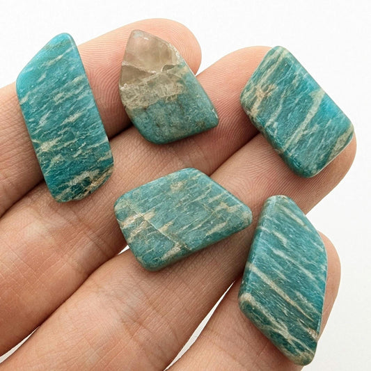 50 ct (5 pieces) Polished Amazonite Lot - Lac St-Jean, Quebec, Canada - Polished in Canada