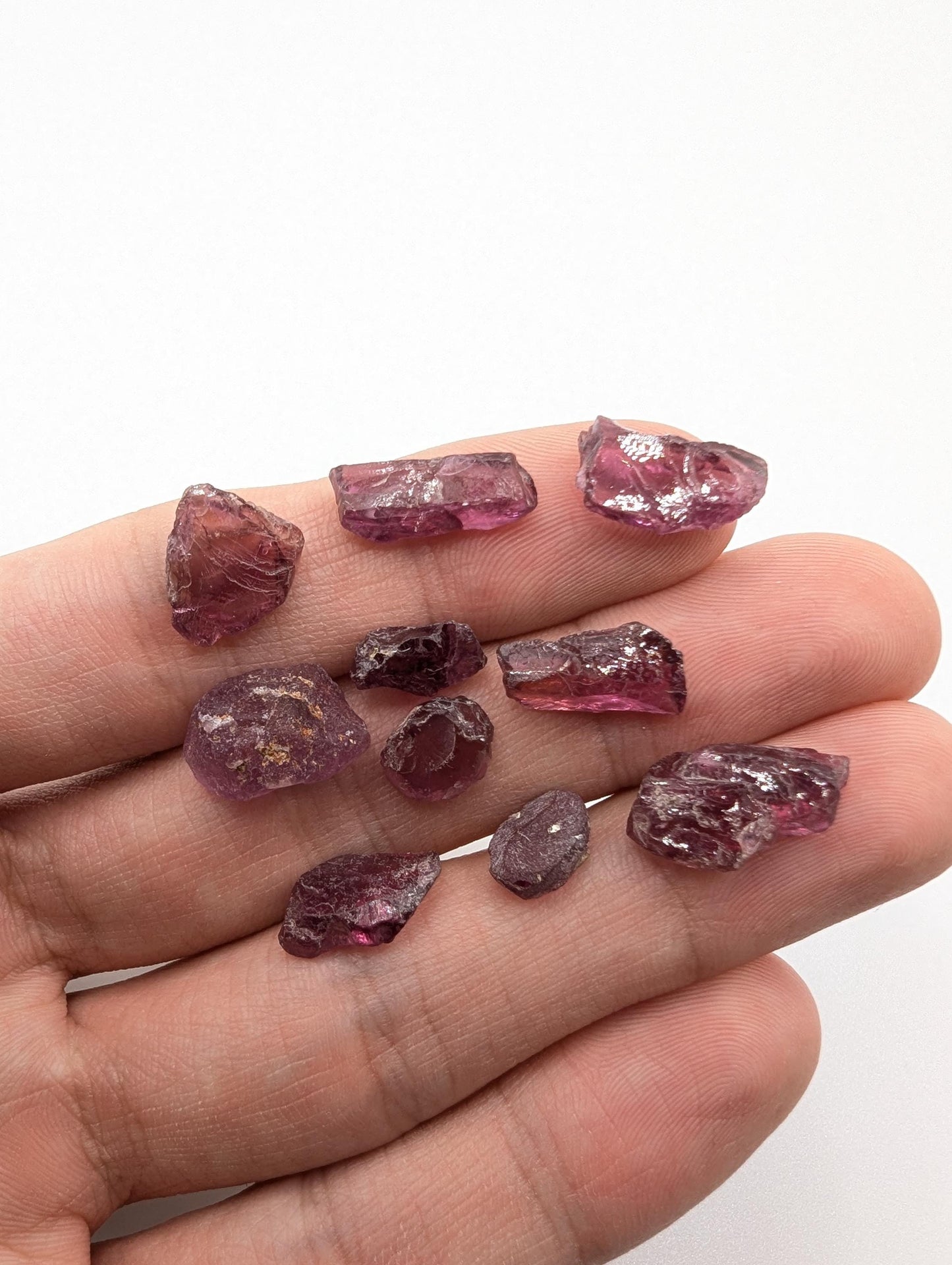 42 ct (10pc) Lot of Rough Rhodolite Garnet from Mozambique - Facet Rough Rhodolite - Loose Rough Gemstones - Natural Untreated Garnet