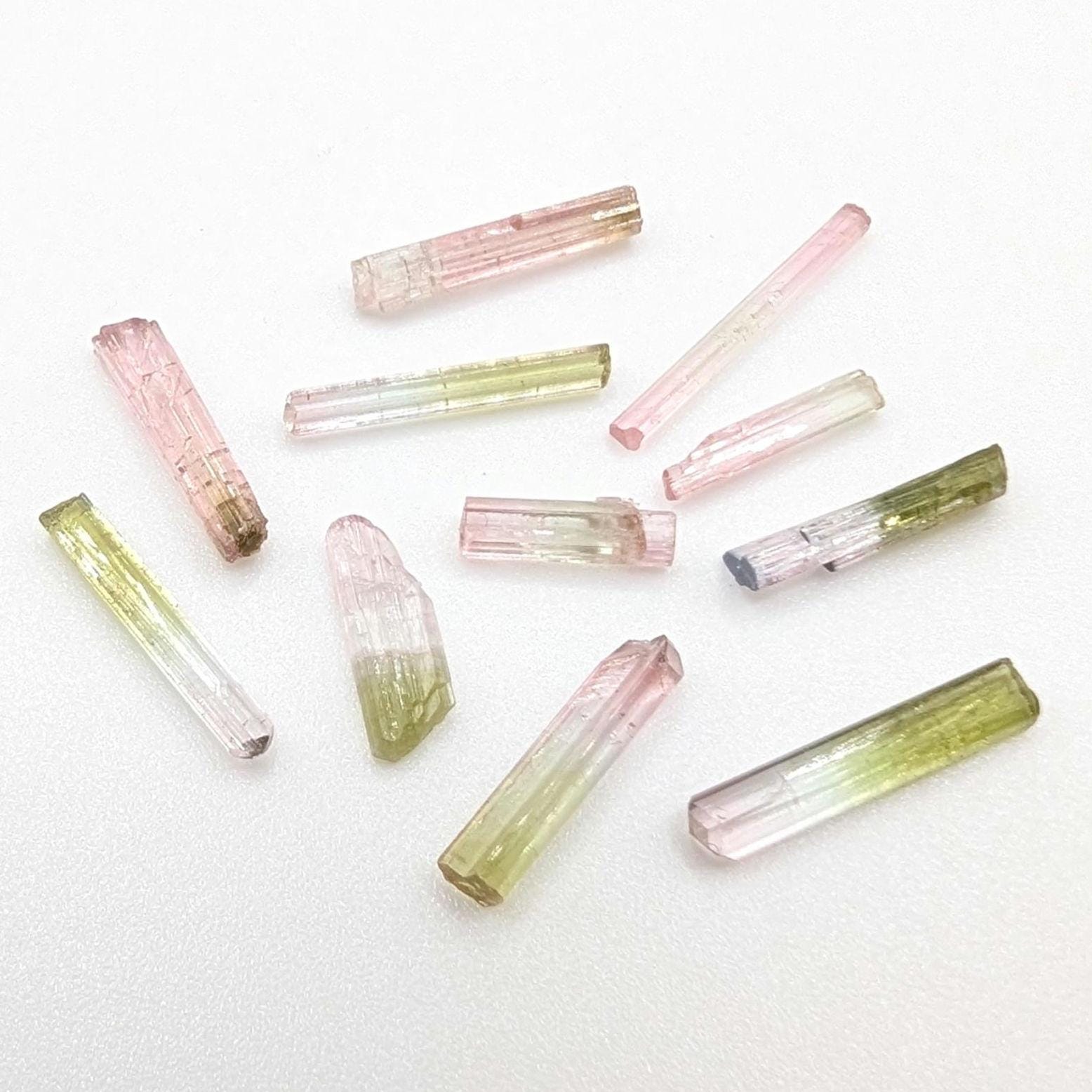 7.98 ct Watermelon Tourmaline Crystals - Natural Green and Pink Tourmaline Gemstones - Rough Crystals - Afghanistan