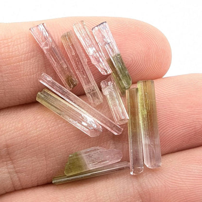 7.98 ct Watermelon Tourmaline Crystals - Natural Green and Pink Tourmaline Gemstones - Rough Crystals - Afghanistan