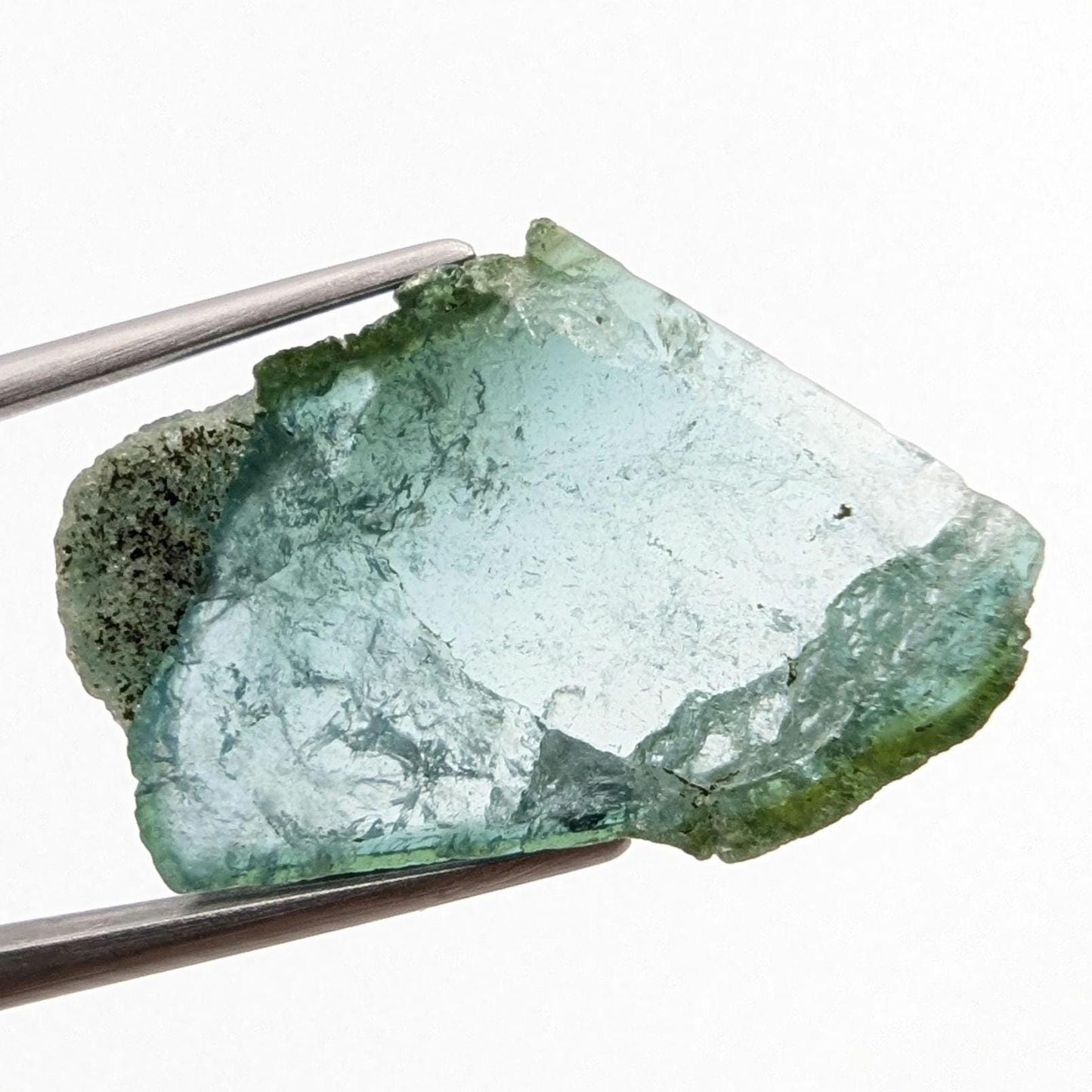 13.79 ct Indicolite Tourmaline Slice - Polished Blue Tourmaline Crystal - Bicolor Tourmaline - Loose Gemstone - Afghanistan