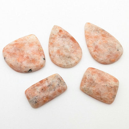 272ct (5pc) Sunstone Cabochons - Natural Orange Sunstone Cabochons - Mixed Shape Cabochon Lot - Loose Cabochons - India