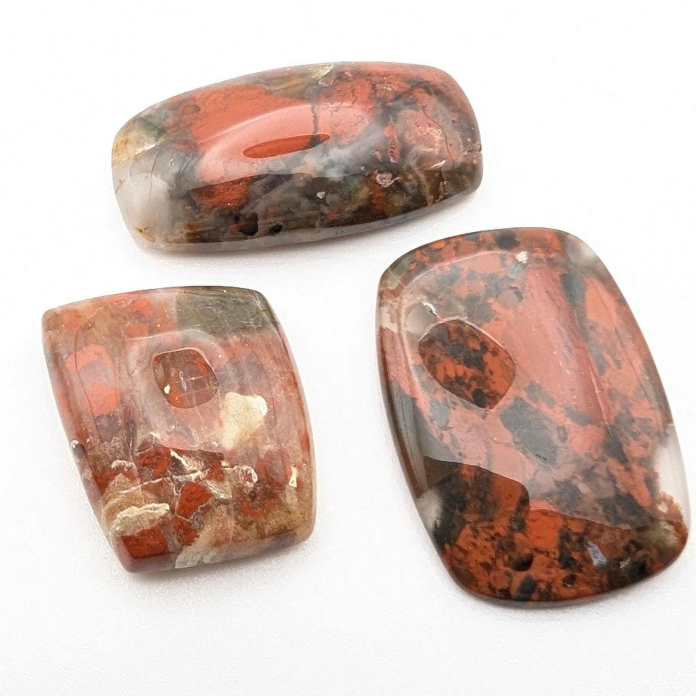 76ct (3pc) Red Jasper Cabochons - Freeform Red Jasper Cabochons - Natural Gemstones - Loose Cabochon Lot - Mixed Shapes - India
