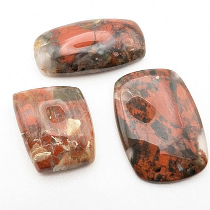 76ct (3pc) Red Jasper Cabochons - Freeform Red Jasper Cabochons - Natural Gemstones - Loose Cabochon Lot - Mixed Shapes - India