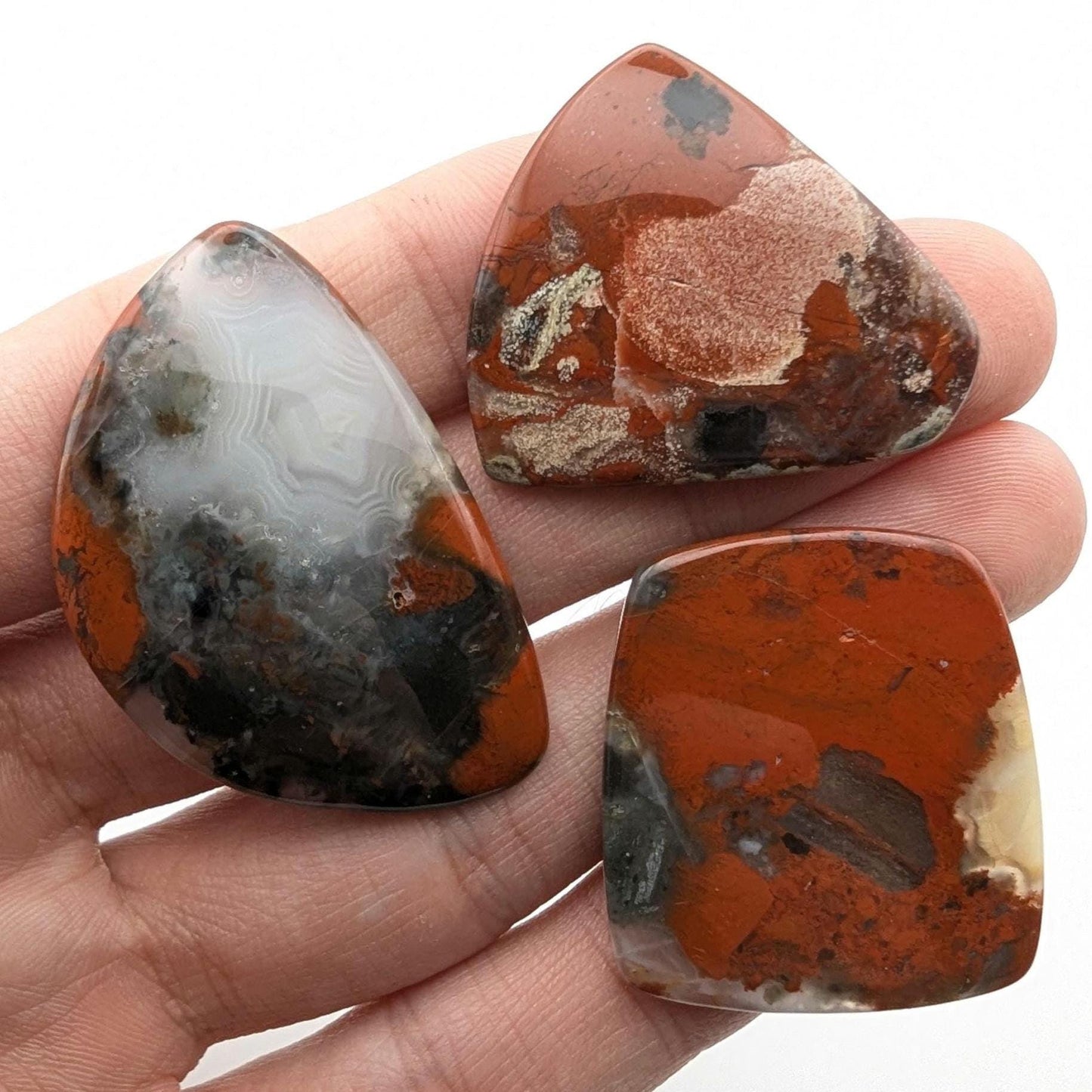 111ct (3pc) Red Jasper Cabochons - Freeform Red Jasper Cabochons - Natural Gemstones - Loose Cabochon Lot - Mixed Shapes - India