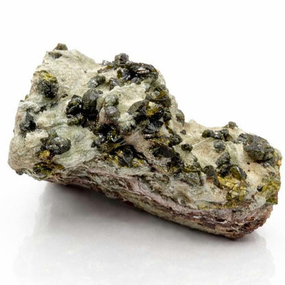 98g Epidote on Matrix - Imilchil, Morocco - Green Epidote Crystal Cluster - Raw Mineral Specimen - Green Epidote and Quartz Crystal