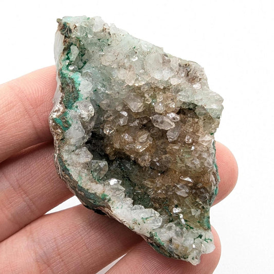 21g Quartz with Malachite - Natural Mineral Specimens - Quartz Geode Crystal Specimen - Sanda, Mindouli, Republic of Congo