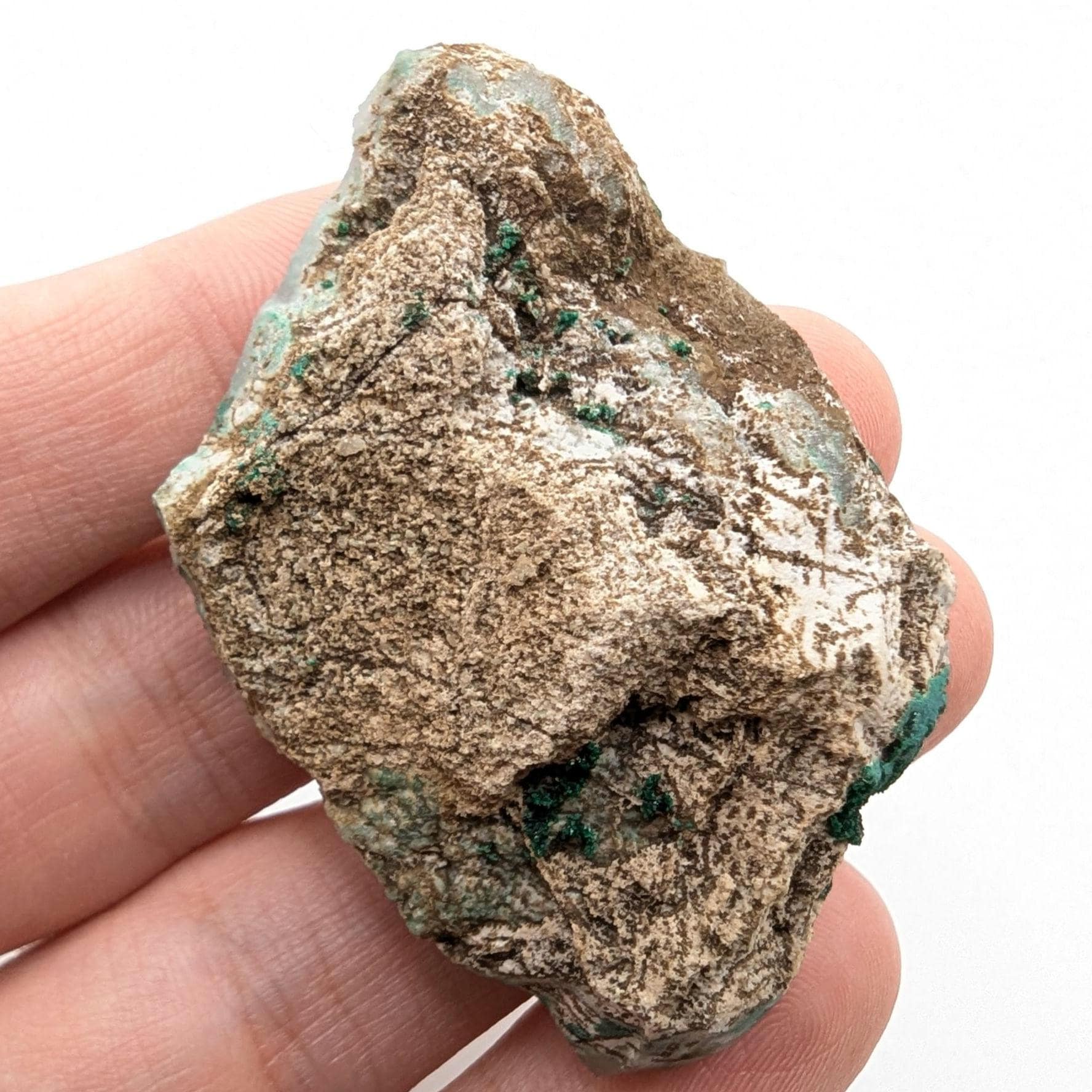 21g Quartz with Malachite - Natural Mineral Specimens - Quartz Geode Crystal Specimen - Sanda, Mindouli, Republic of Congo