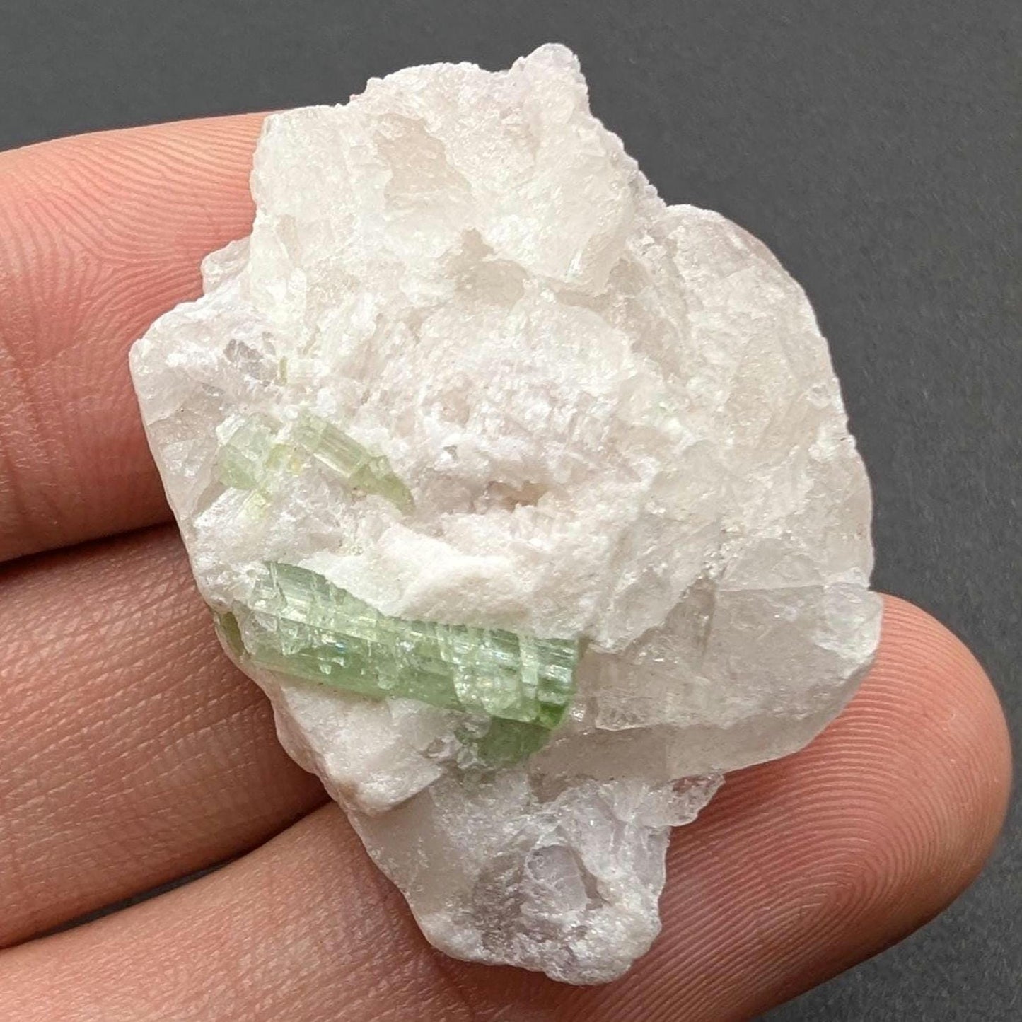12g Tourmaline Crystal in Matrix - Light Green Tourmaline - Natural Tourmaline Crystal in Quartz - Mineral Specimen - Afghanistan