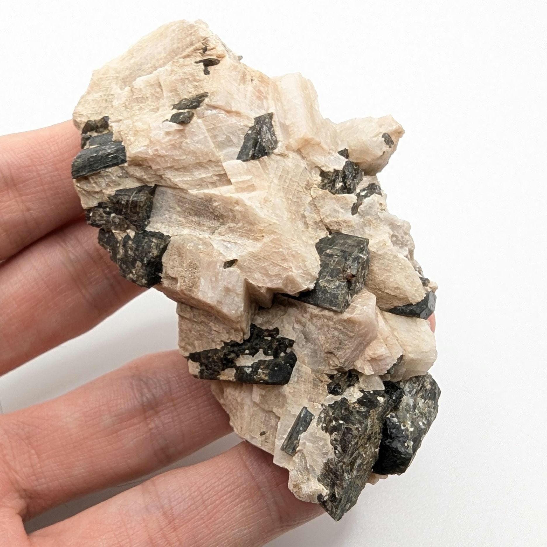 97g Rare Fluororichterite with Calcite Specimen - Wilberforce, Ontario, Canada - Rare Canadian Minerals - Black Fluororichterite Crystal