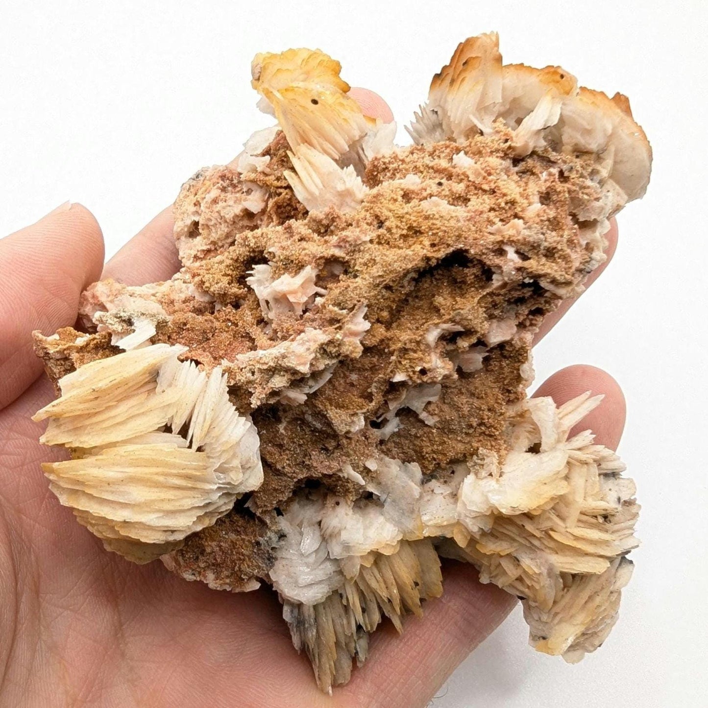 236g Orange Barite on Matrix - Mibladen, Morocco - White Barite Crystal - High Quality Barite Mineral Specimen - Natural Crystal