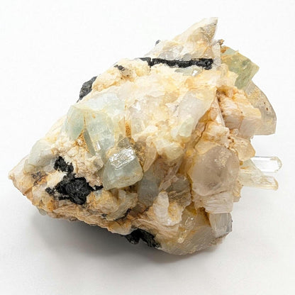 151g Aquamarine, Black Tourmaline, and Quartz - Skardu, Pakistan - Natural Mineral Specimen - Blue Aquamarine Crystal in Matrix