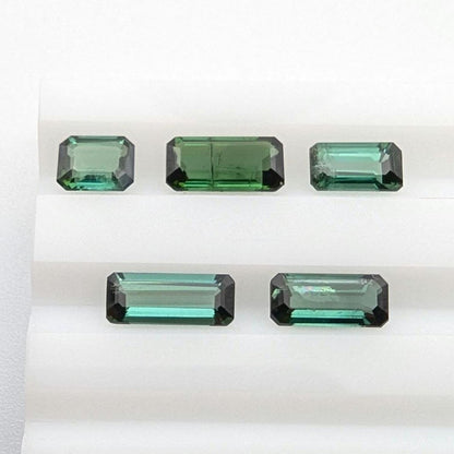 4.03ct (5 pieces) Indicolite Tourmaline - Octagon Cut Faceted Tourmaline from Afghanistan - Faceted Gemstones Lot