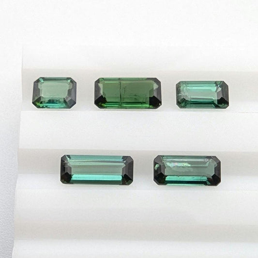 4.03ct (5 pieces) Indicolite Tourmaline - Octagon Cut Faceted Tourmaline from Afghanistan - Faceted Gemstones Lot