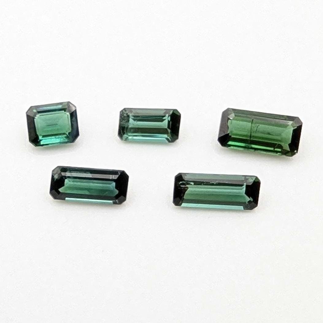 4.03ct (5 pieces) Indicolite Tourmaline - Octagon Cut Faceted Tourmaline from Afghanistan - Faceted Gemstones Lot