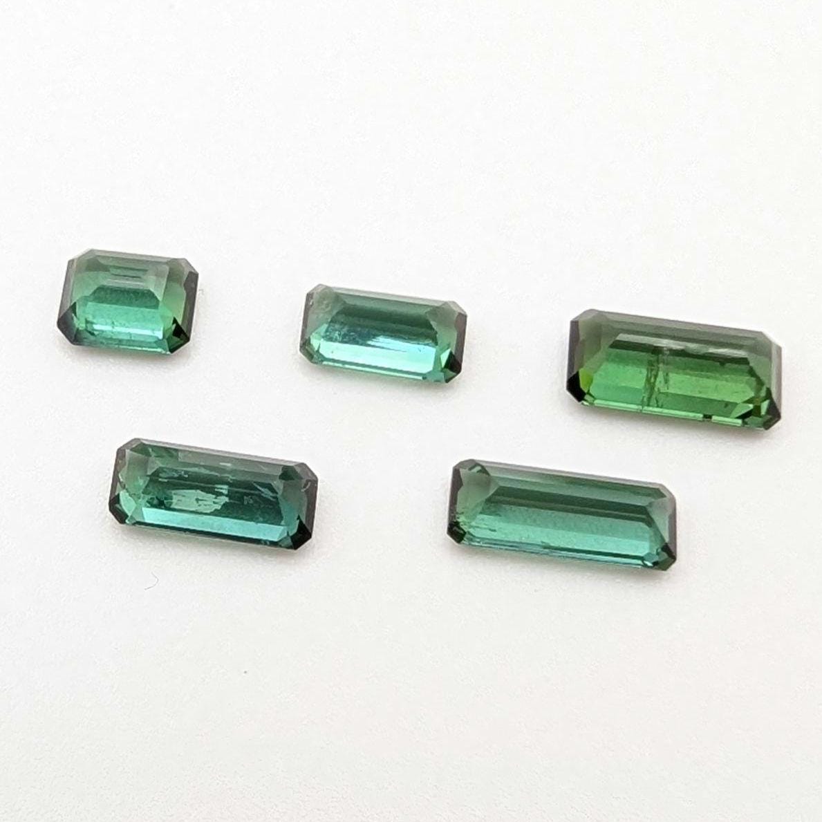 4.03ct (5 pieces) Indicolite Tourmaline - Octagon Cut Faceted Tourmaline from Afghanistan - Faceted Gemstones Lot