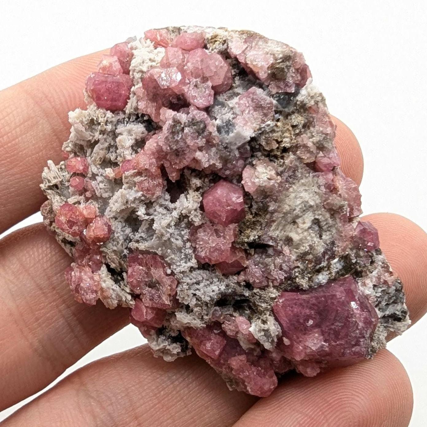 39g Raspberry Garnet from Sierra de Cruces, Mexico - Pink Grossular Garnet Mineral Specimen - Raw Garnet Crystal Cluster