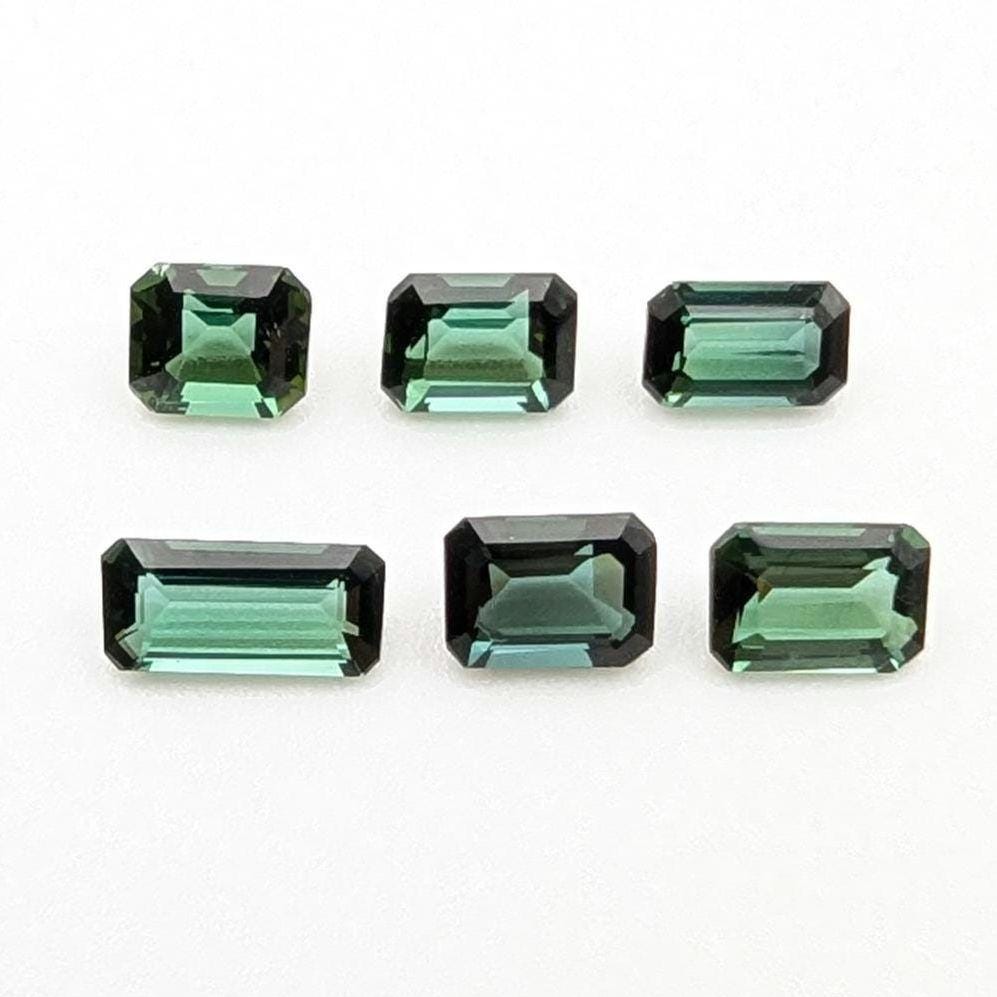 3.00ct (6 pieces) Indicolite Tourmaline - Octagon Cut Faceted Tourmaline from Afghanistan - Faceted Gemstones Lot
