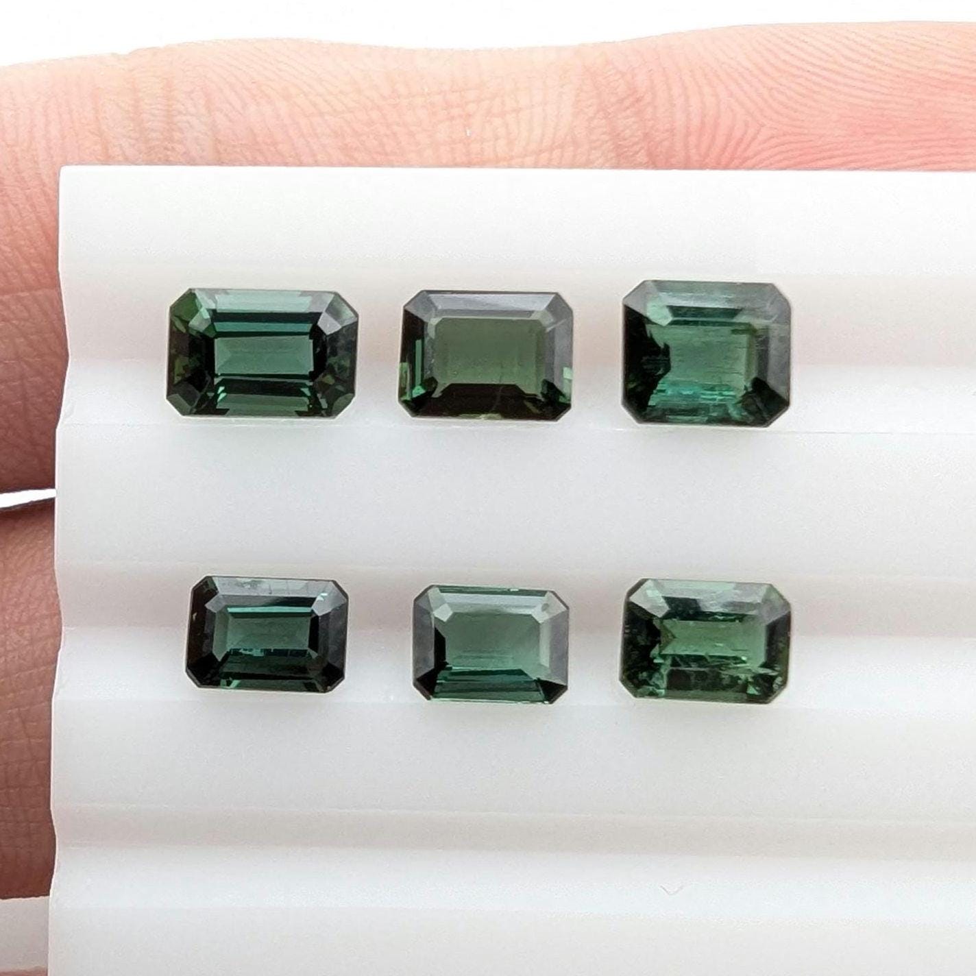 4.48ct (6 pieces) Indicolite Tourmaline - Octagon Cut Faceted Tourmaline from Afghanistan - Faceted Gemstones Lot