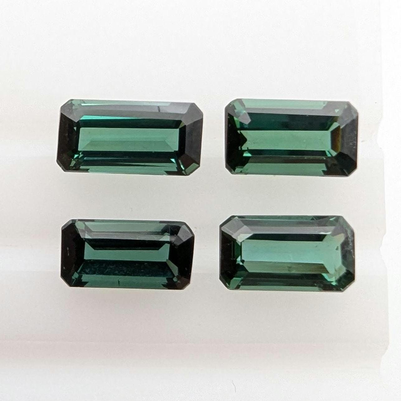 3.56ct (4 pieces) Indicolite Tourmaline - Octagon Cut Faceted Tourmaline from Afghanistan - Faceted Gemstones Lot