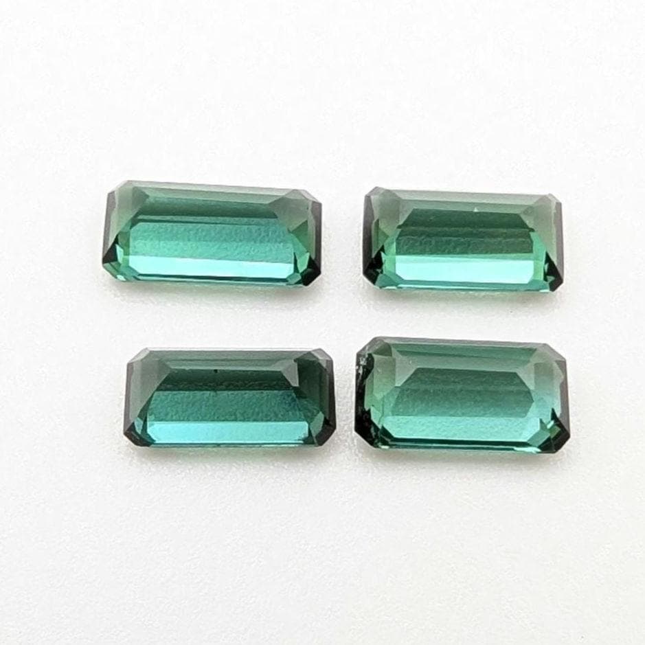 3.56ct (4 pieces) Indicolite Tourmaline - Octagon Cut Faceted Tourmaline from Afghanistan - Faceted Gemstones Lot