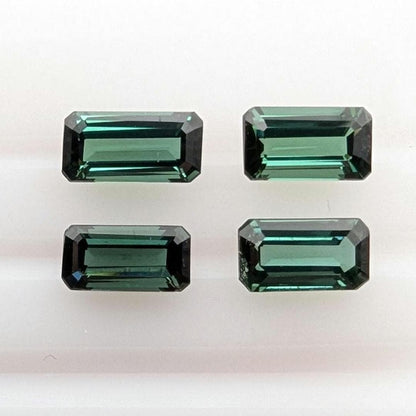 3.56ct (4 pieces) Indicolite Tourmaline - Octagon Cut Faceted Tourmaline from Afghanistan - Faceted Gemstones Lot