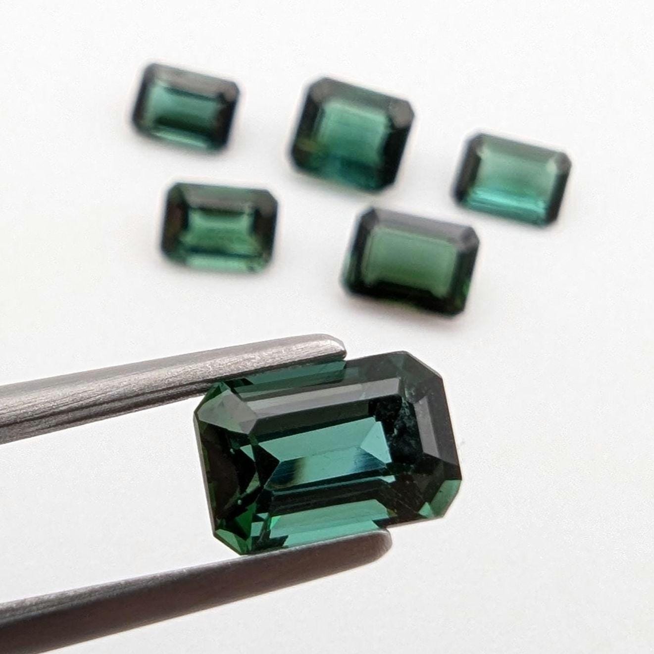 4.48ct (6 pieces) Indicolite Tourmaline - Octagon Cut Faceted Tourmaline from Afghanistan - Faceted Gemstones Lot