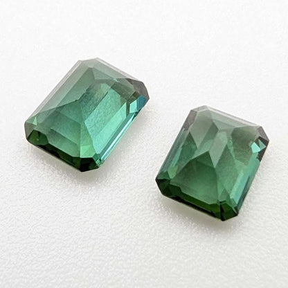 1.08 ct (Pair) Indicolite Tourmaline - Octagon Cut Faceted Tourmaline from Afghanistan - Faceted Gemstones - Mismatched Pair