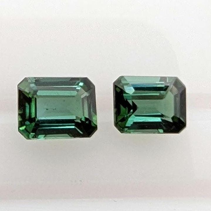 1.08 ct (Pair) Indicolite Tourmaline - Octagon Cut Faceted Tourmaline from Afghanistan - Faceted Gemstones - Mismatched Pair