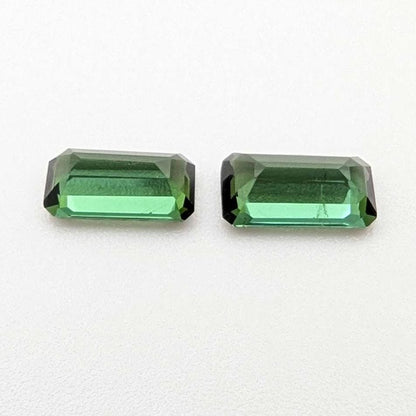 1.23 ct (Pair) Green Chrome Tourmaline - Octagon Cut Faceted Tourmaline from Afghanistan - Faceted Gemstones - Mismatched Pair