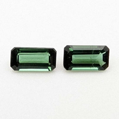 1.23 ct (Pair) Green Chrome Tourmaline - Octagon Cut Faceted Tourmaline from Afghanistan - Faceted Gemstones - Mismatched Pair