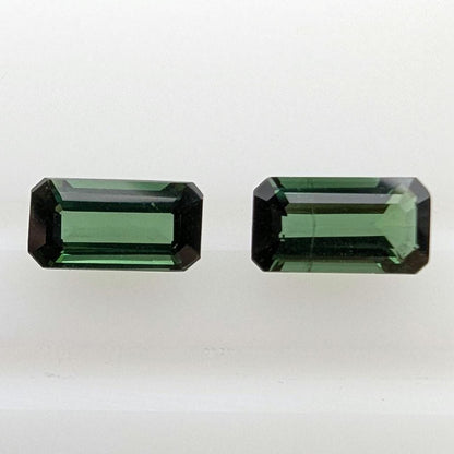 1.23 ct (Pair) Green Chrome Tourmaline - Octagon Cut Faceted Tourmaline from Afghanistan - Faceted Gemstones - Mismatched Pair
