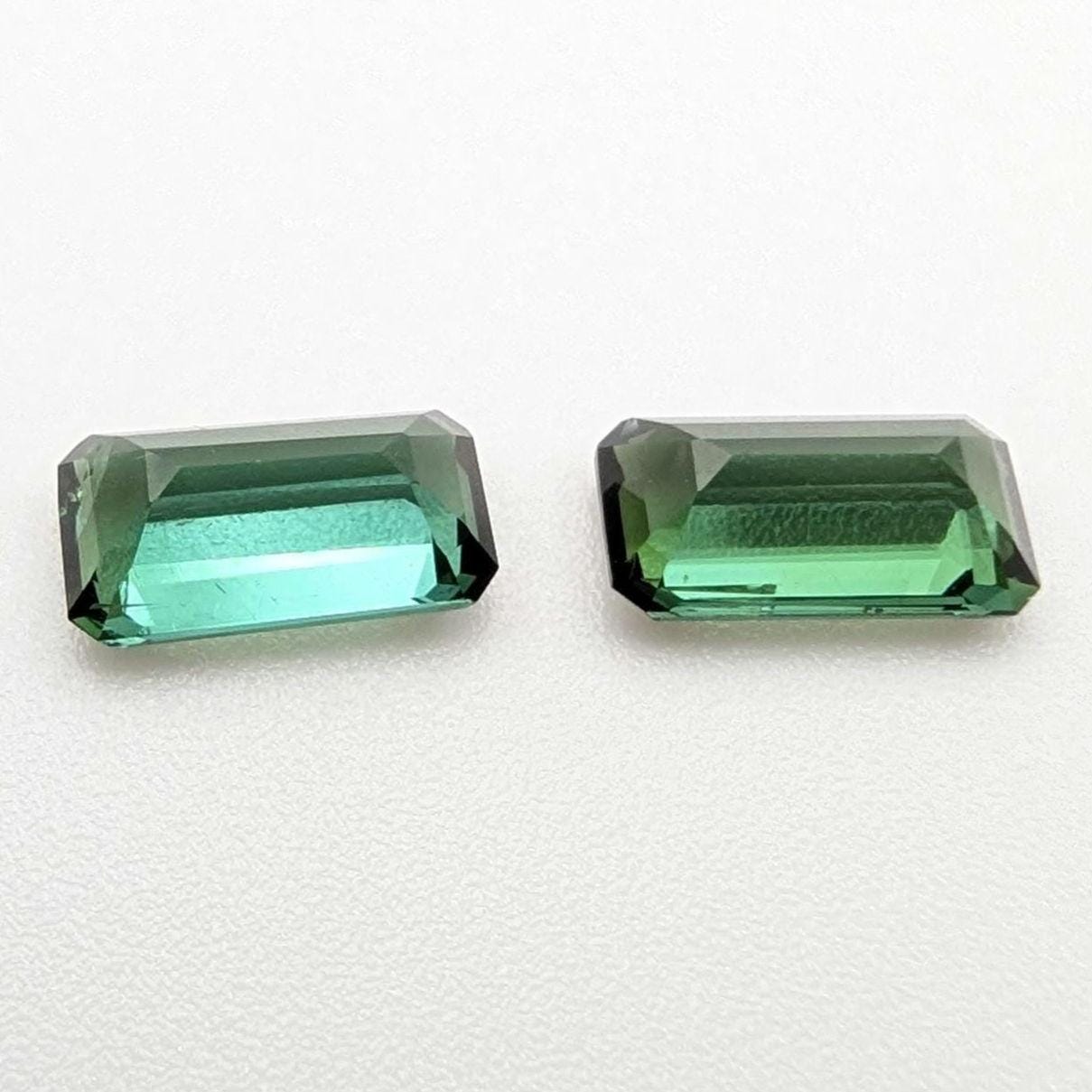 2.02 ct (Pair) Indicolite Tourmaline - Octagon Cut Faceted Tourmaline from Afghanistan - Faceted Gemstones - Mismatched Pair