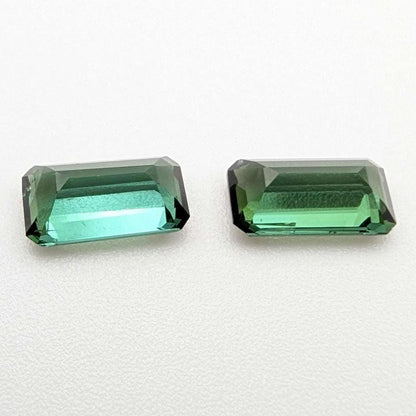 2.02 ct (Pair) Indicolite Tourmaline - Octagon Cut Faceted Tourmaline from Afghanistan - Faceted Gemstones - Mismatched Pair