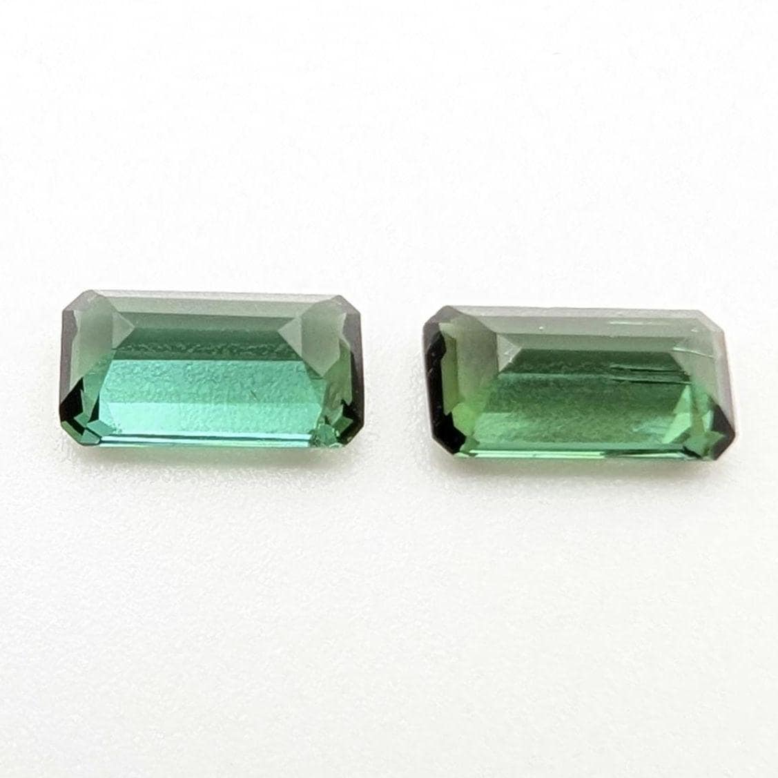 2.02 ct (Pair) Indicolite Tourmaline - Octagon Cut Faceted Tourmaline from Afghanistan - Faceted Gemstones - Mismatched Pair