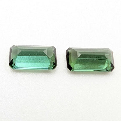 2.02 ct (Pair) Indicolite Tourmaline - Octagon Cut Faceted Tourmaline from Afghanistan - Faceted Gemstones - Mismatched Pair