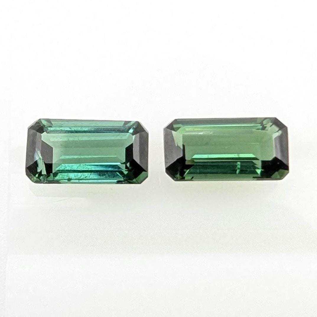 2.02 ct (Pair) Indicolite Tourmaline - Octagon Cut Faceted Tourmaline from Afghanistan - Faceted Gemstones - Mismatched Pair