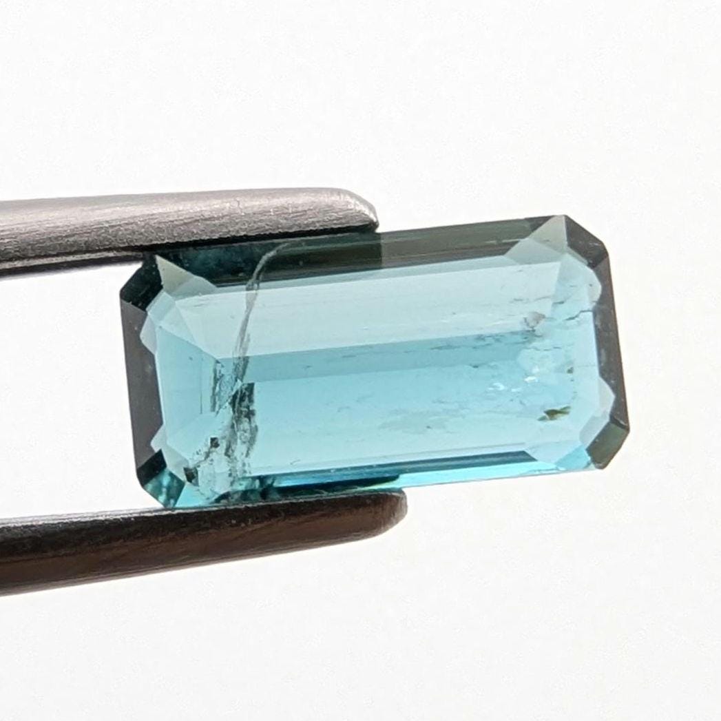 0.80 ct Indicolite Tourmaline - Octagon Faceted Blue Tourmaline - Step Cut Bicolor Tourmaline - Loose Tourmaline Gemstone - Afghanistan