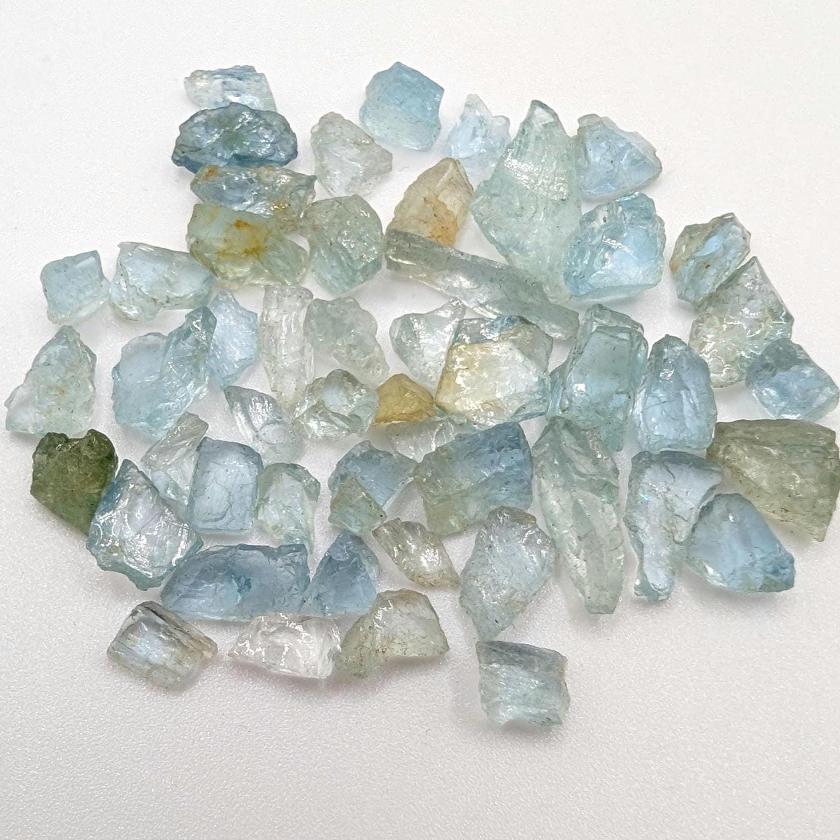 45ct Natural Blue Aquamarine & Yellow Beryl - Rough Beryl Gemstones - Loose Rough Gems - Natural Aquamarine Crystals - Nigeria