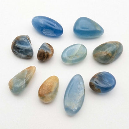20 g Aquatine Blue Calcite Tumbles - Unique Lot - Rare Lemurian Blue Calcite - La Toma, San Luis, Argentina