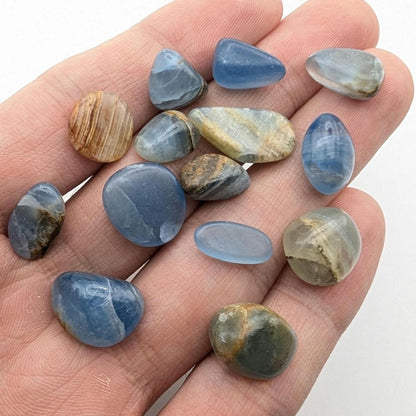 16 g Aquatine Blue Calcite Tumbles - Unique Lot - Rare Lemurian Blue Calcite - La Toma, San Luis, Argentina