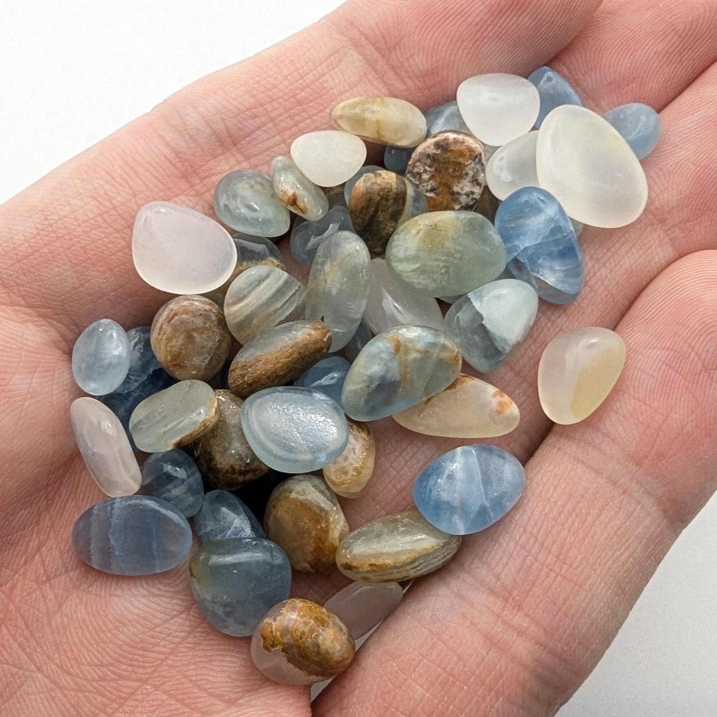 26 g Aquatine Blue Calcite Tumbles - Unique Lot - Rare Lemurian Blue Calcite - La Toma, San Luis, Argentina