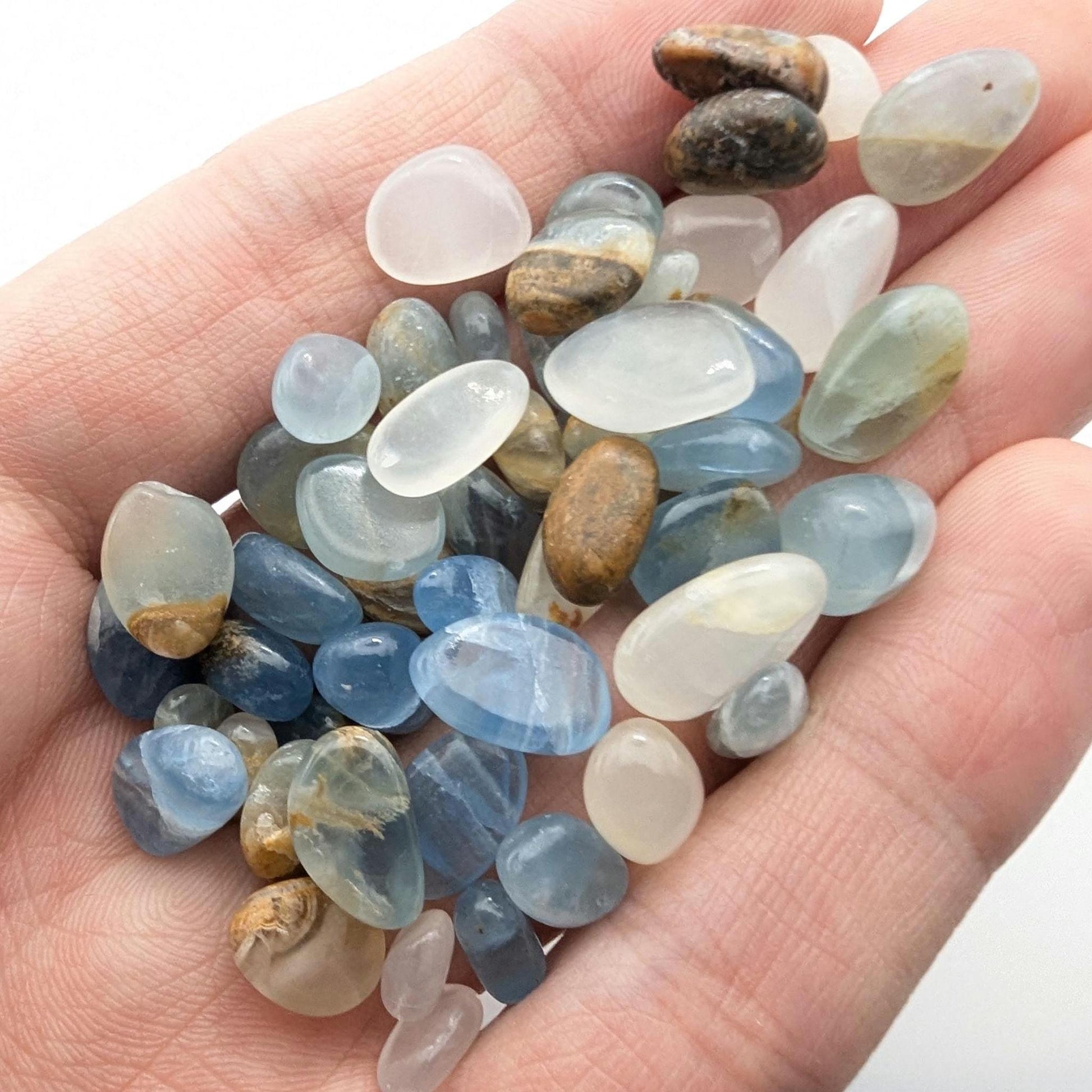 26 g Aquatine Blue Calcite Tumbles - Unique Lot - Rare Lemurian Blue Calcite - La Toma, San Luis, Argentina