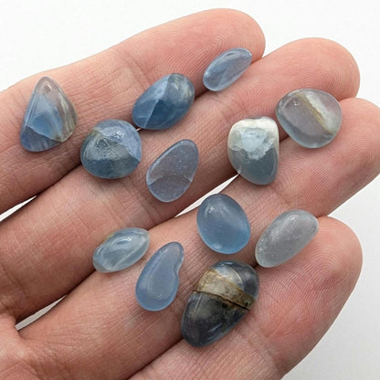 9 g Aquatine Blue Calcite Tumbles - Unique Lot - Rare Lemurian Blue Calcite - La Toma, San Luis, Argentina